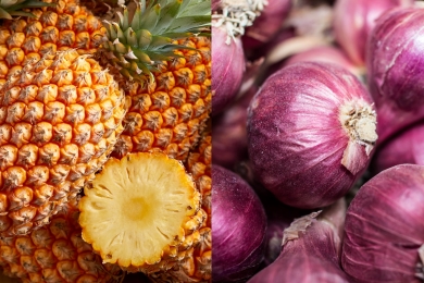 How are rising onion prices disrupting transport of pineapples from Kerala?